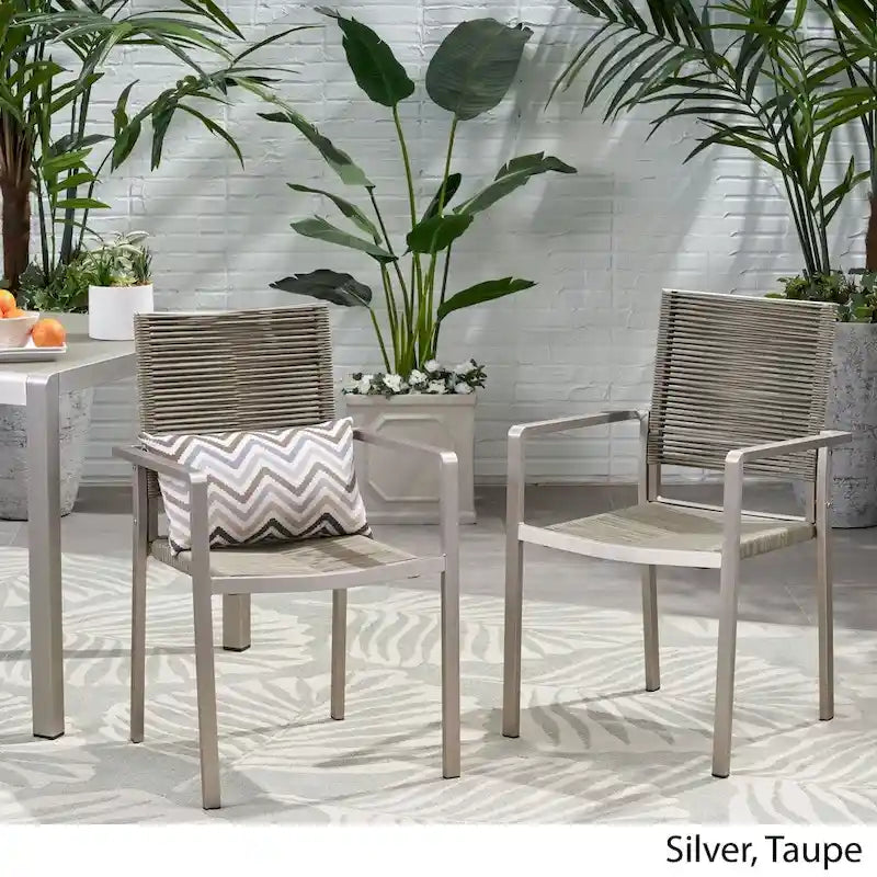 Chaise de salle à manger moderne en aluminium avec assise en corde pour l'extérieur