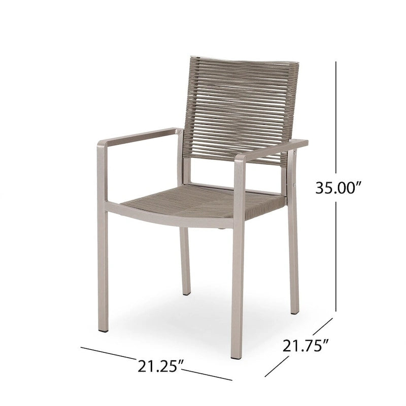 Chaise de salle à manger moderne en aluminium avec assise en corde pour l'extérieur