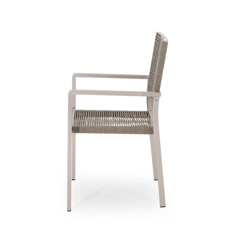 Chaise de salle à manger moderne en aluminium avec assise en corde pour l'extérieur