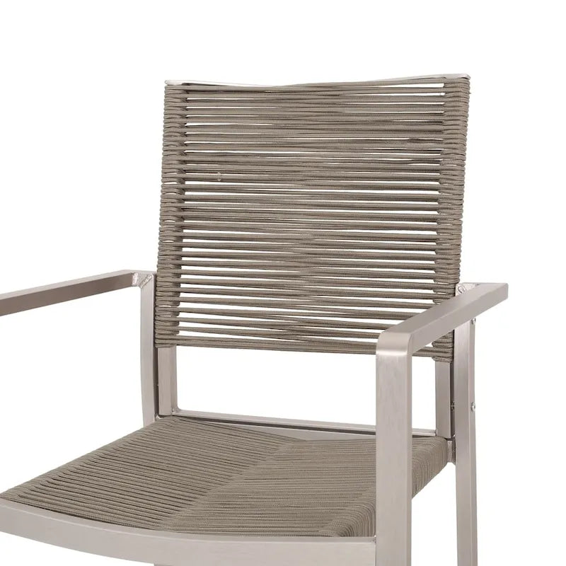 Chaise de salle à manger moderne en aluminium avec assise en corde pour l'extérieur