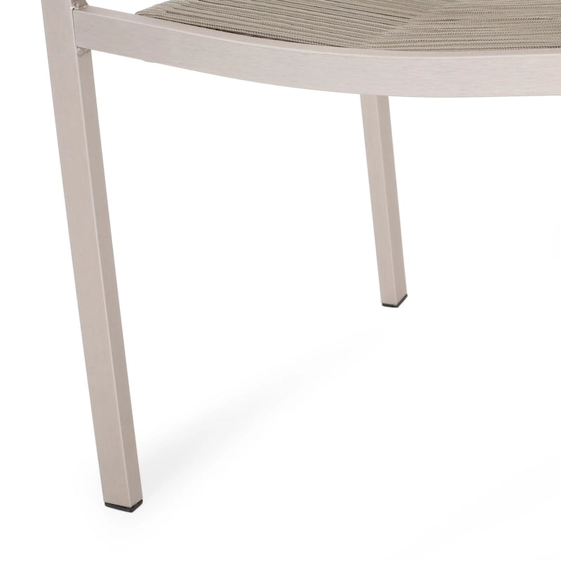 Chaise de salle à manger moderne en aluminium avec assise en corde pour l'extérieur