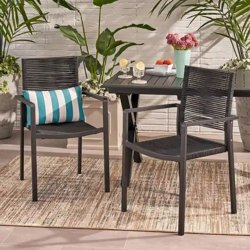 Chaise de salle à manger moderne en aluminium avec assise en corde pour l'extérieur