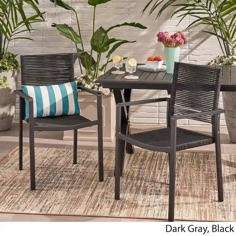 Chaise de salle à manger moderne en aluminium avec assise en corde pour l'extérieur