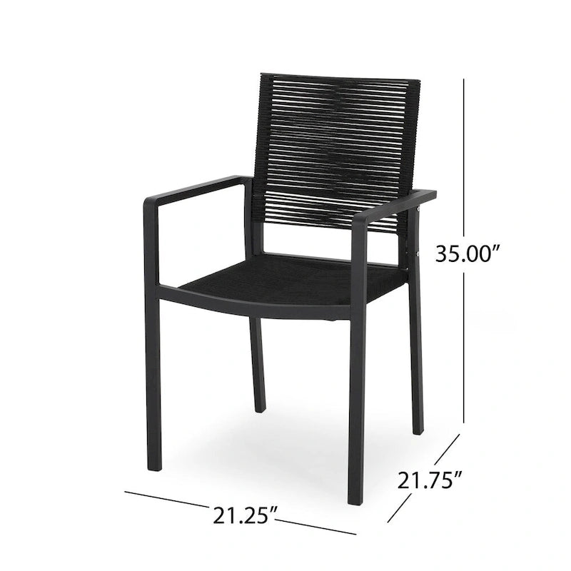 Chaise de salle à manger moderne en aluminium avec assise en corde pour l'extérieur