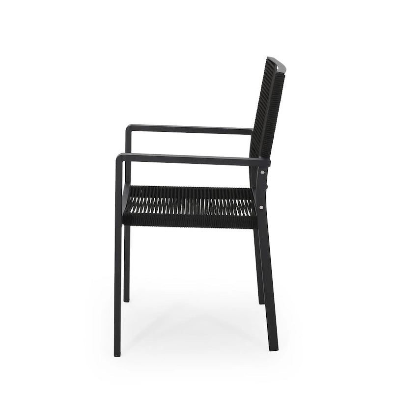 Chaise de salle à manger moderne en aluminium avec assise en corde pour l'extérieur