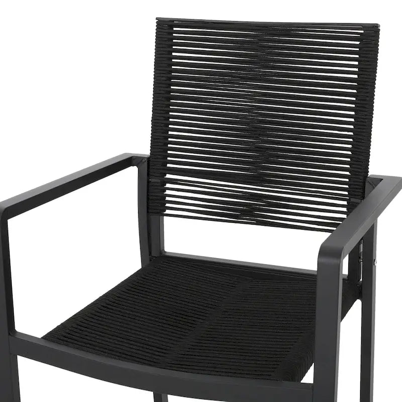 Chaise de salle à manger moderne en aluminium avec assise en corde pour l'extérieur