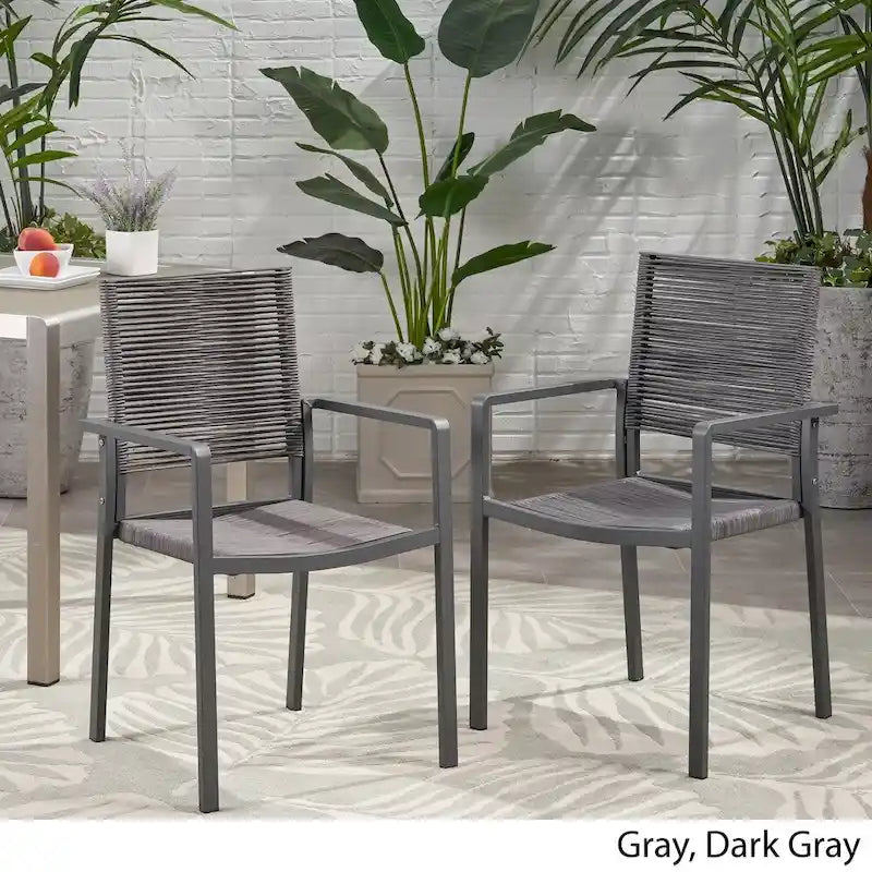Chaise de salle à manger moderne en aluminium avec assise en corde pour l'extérieur