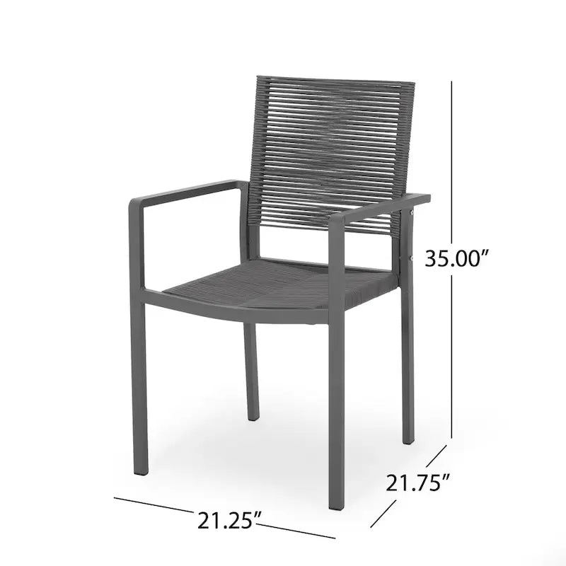 Chaise de salle à manger moderne en aluminium avec assise en corde pour l'extérieur