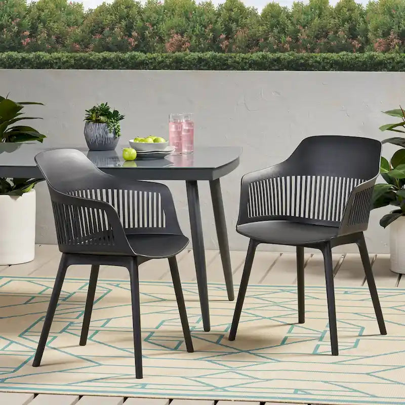 Dahlia Outdoor Modern Dining Chair (Set of 2) by Christopher Knight Home - 22.50  W x 21.50  D x 33.00  H