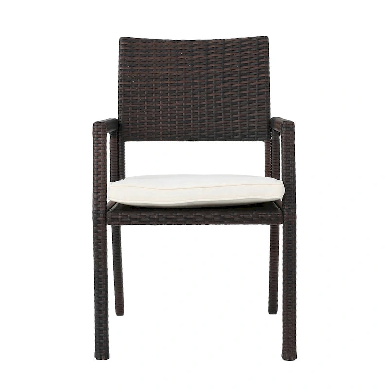 Chaise de salle à manger en osier d'extérieur avec coussin
