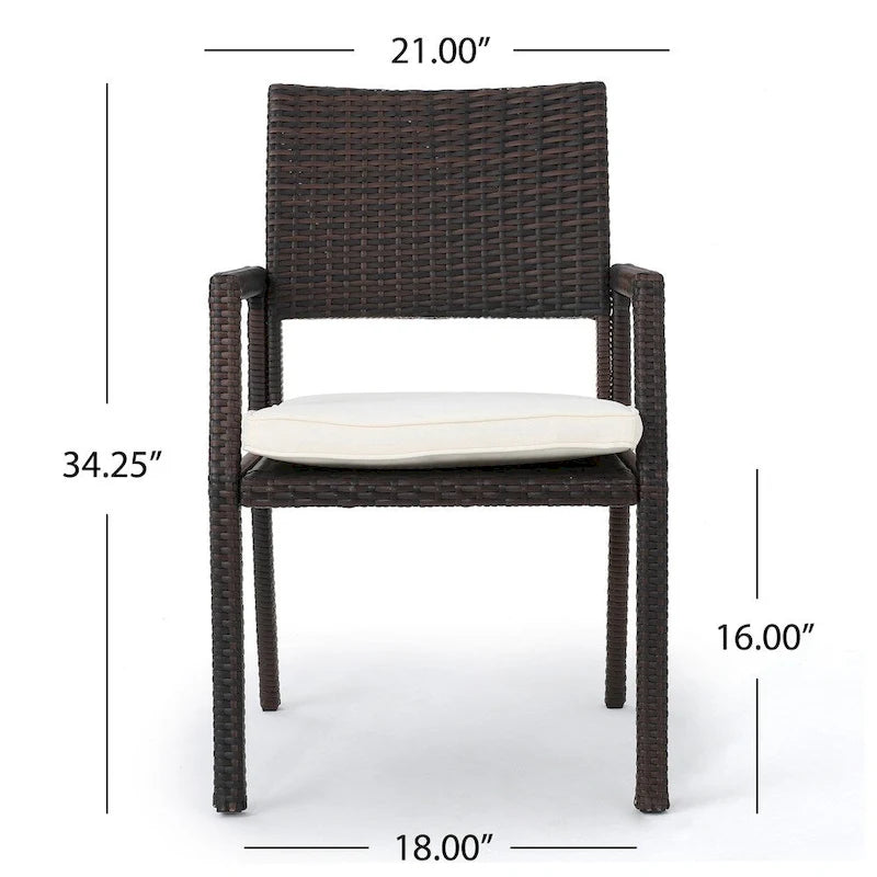 Chaise de salle à manger en osier d'extérieur avec coussin