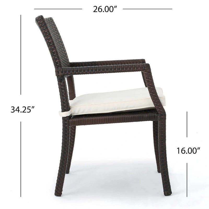 Chaise de salle à manger en osier d'extérieur avec coussin