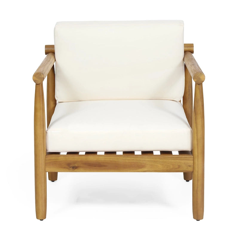 Fauteuil de jardin en bois d'acacia avec coussins