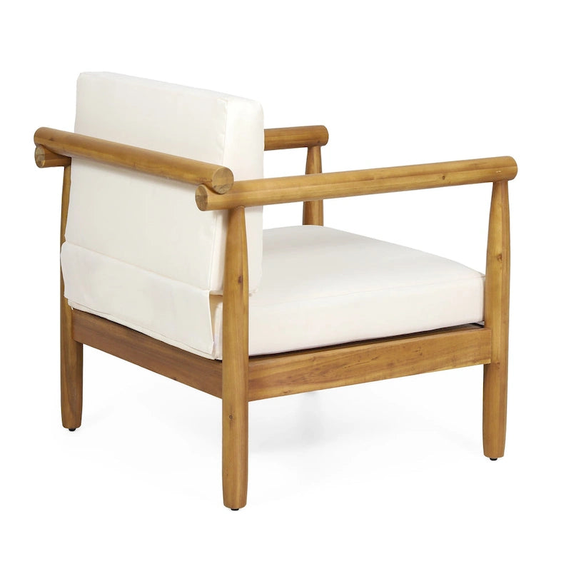 Fauteuil de jardin en bois d'acacia avec coussins