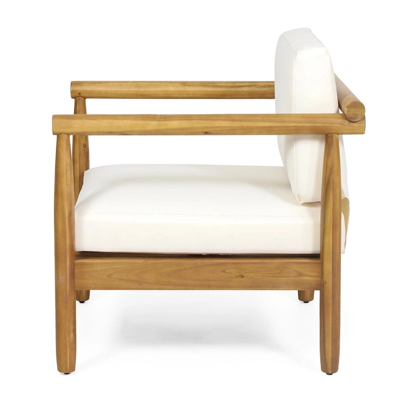 Fauteuil de jardin en bois d'acacia avec coussins