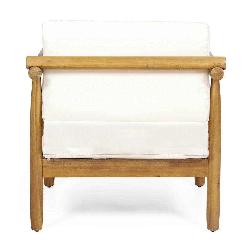 Fauteuil de jardin en bois d'acacia avec coussins