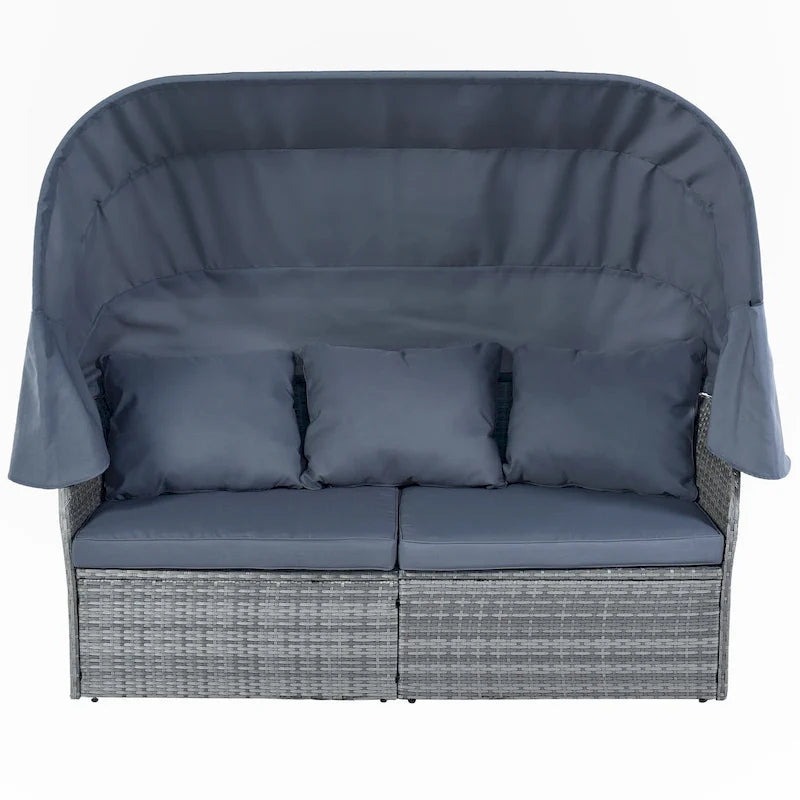 Lit de repos d'extérieur avec auvent rétractable