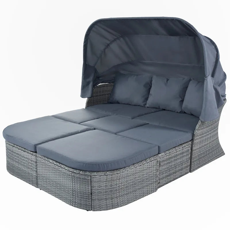 Lit de repos d'extérieur avec auvent rétractable