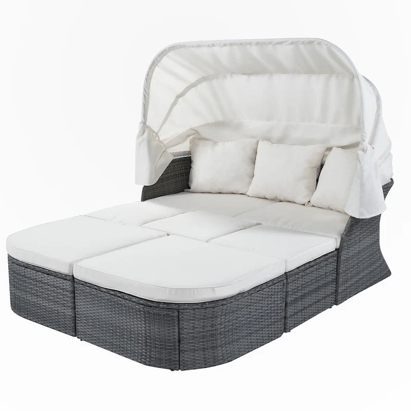Lit de repos d'extérieur avec auvent rétractable