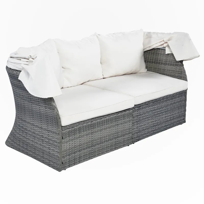 Lit de repos d'extérieur avec auvent rétractable
