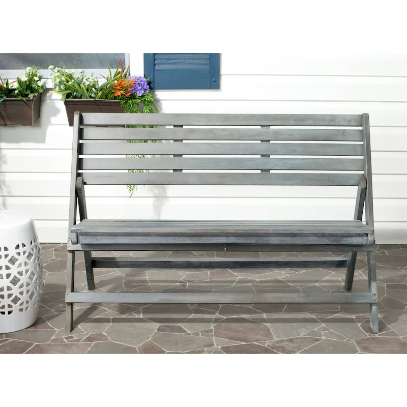 Banc pliant gris cendré d'extérieur