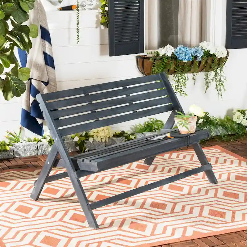 Banc pliant gris cendré d'extérieur
