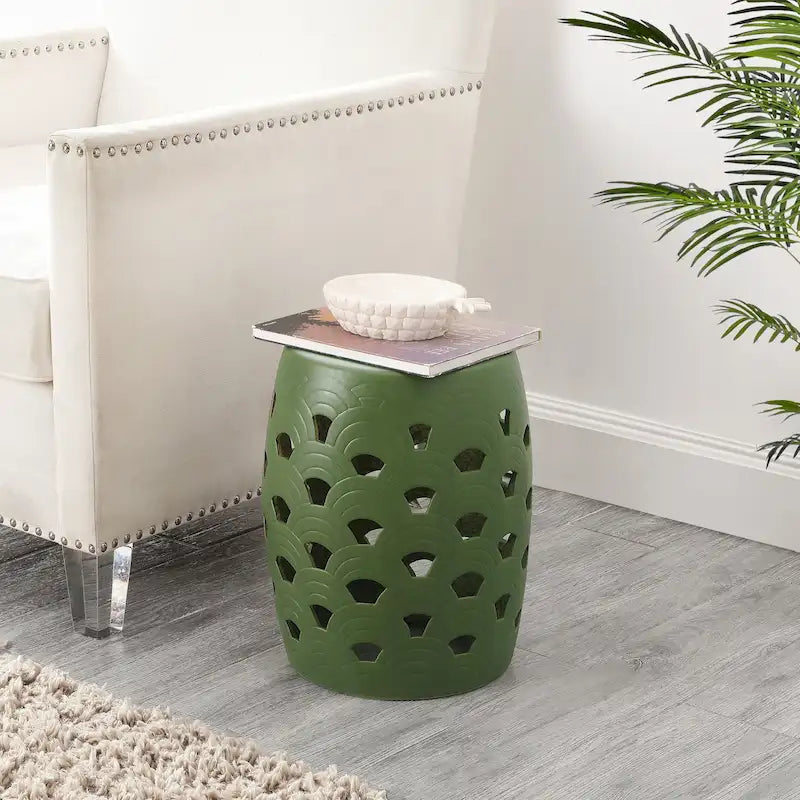 Tabouret de jardin décoratif en céramique (entièrement assemblé)