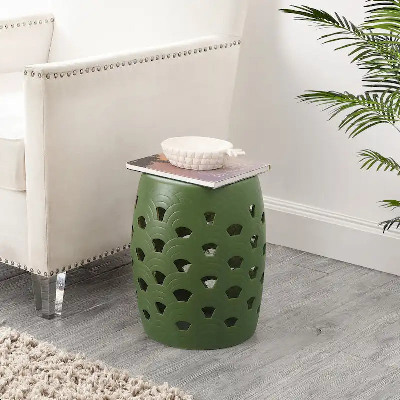 Tabouret de jardin décoratif en céramique (entièrement assemblé)