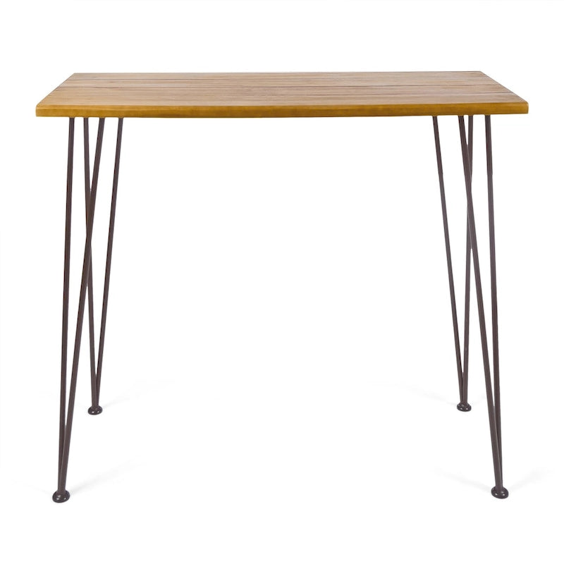 Table de bar rectangulaire industrielle d'extérieur - 120 cm L x 46,5 cm l x 91,5 cm H