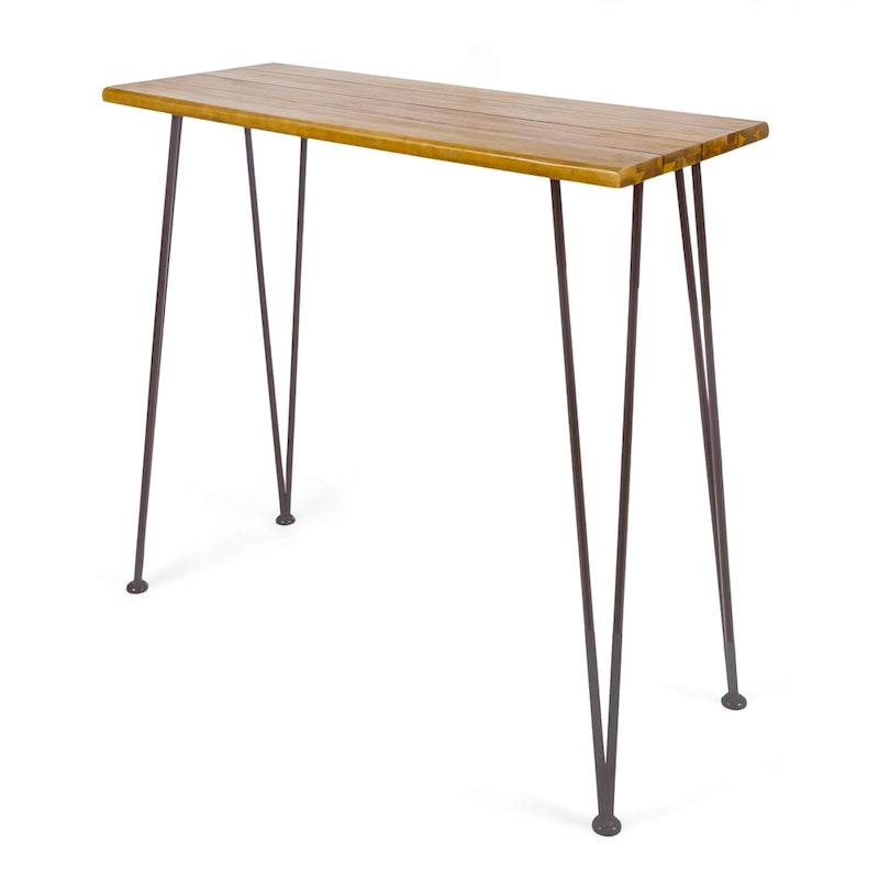 Table de bar rectangulaire industrielle d'extérieur - 120 cm L x 46,5 cm l x 91,5 cm H