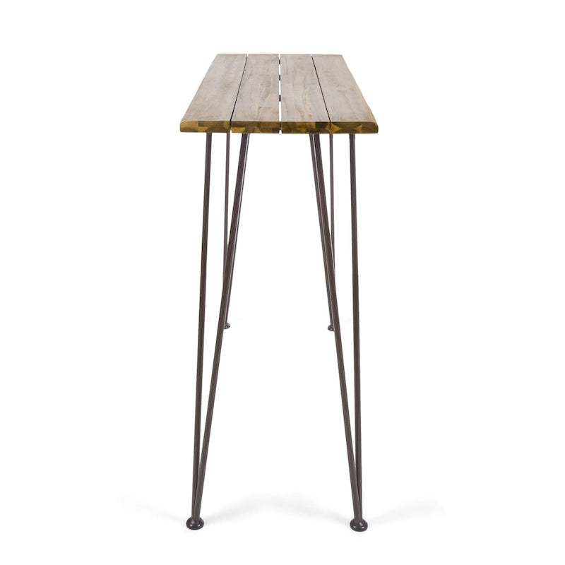 Table de bar rectangulaire industrielle d'extérieur - 120 cm L x 46,5 cm l x 91,5 cm H