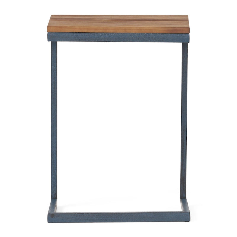 Table d'appoint en sapin ancien extérieur en forme de C