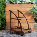 Chariot de bar en bois d'acacia finition teck