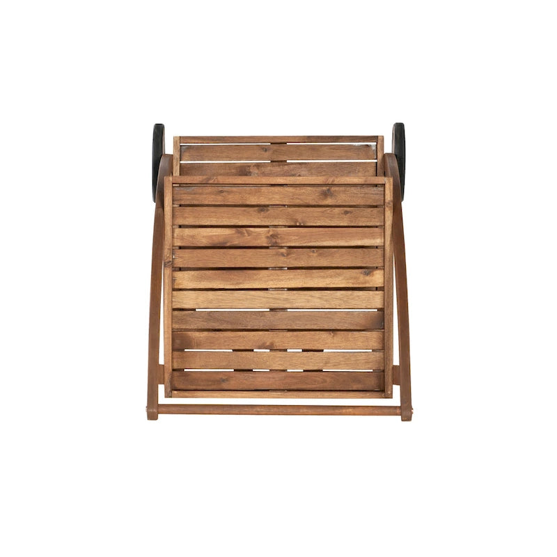 Chariot de bar en bois d'acacia finition teck