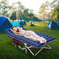 Lit de couchage portable pour l'extérieur, lit de camp robuste, bleu