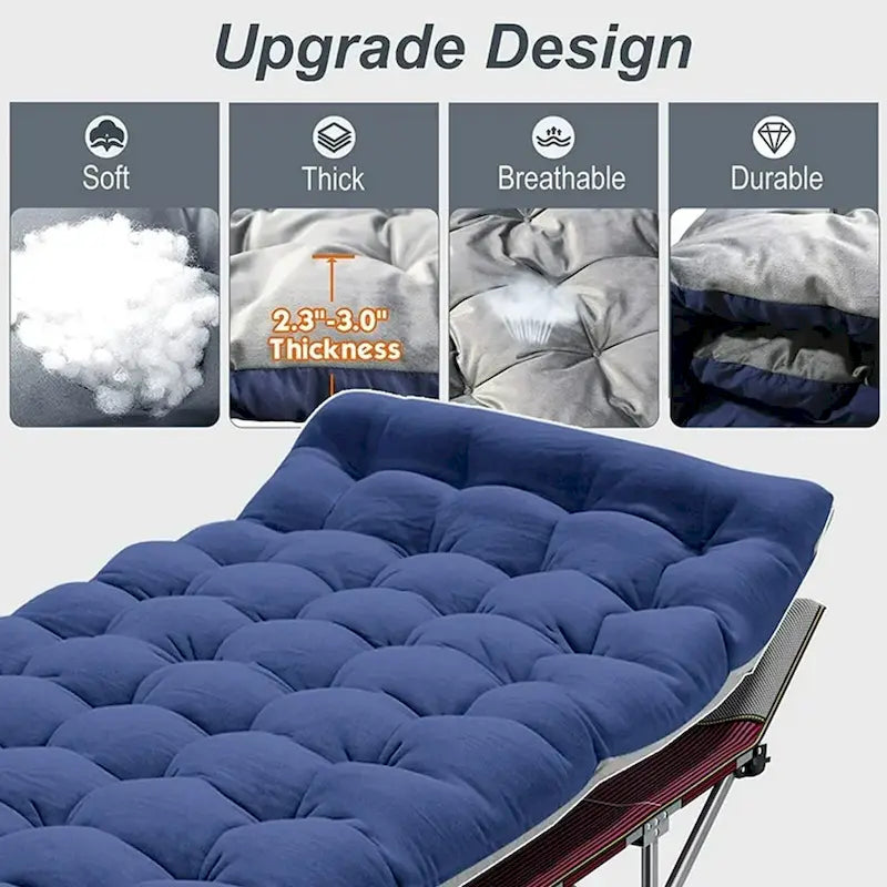 Lit de couchage portable pour l'extérieur, lit de camp robuste, bleu