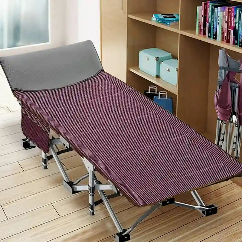 Lit de couchage portable pour l'extérieur, lit de camp robuste, bleu