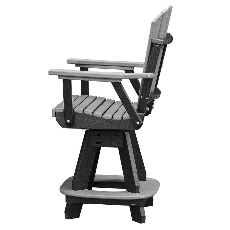 Fauteuil de bureau et de maison, hauteur comptoir, pivotant, accoudoirs, gris clair, base noire