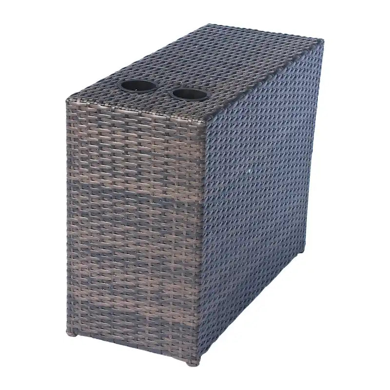 Table porte-gobelets et causeuse en osier marron