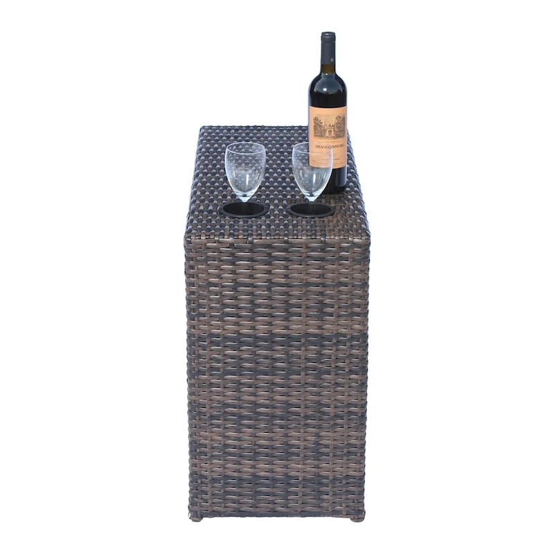 Table porte-gobelets et causeuse en osier marron