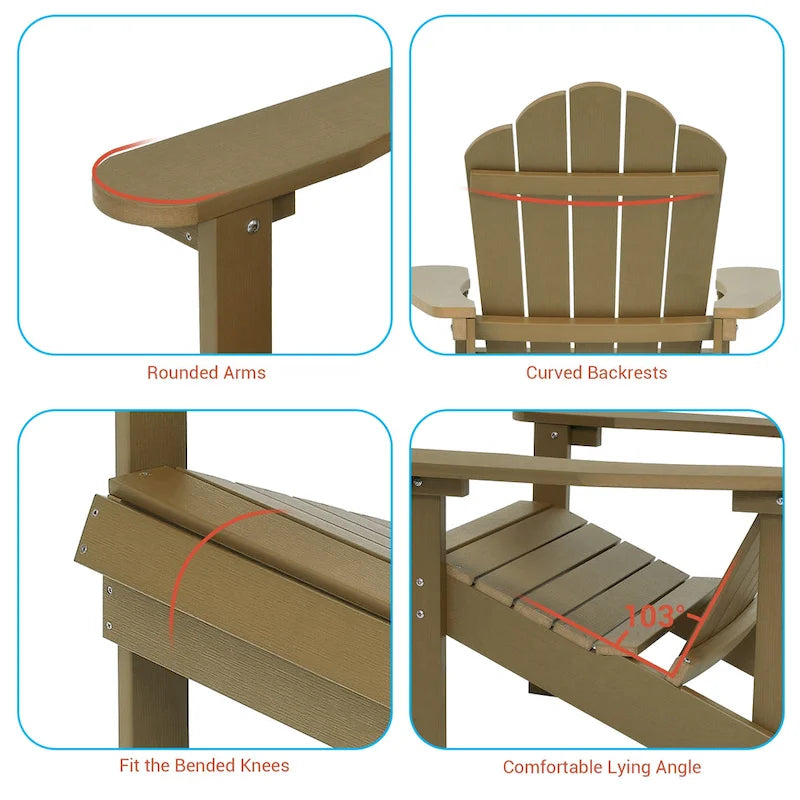 Chaise Adirondack d'extérieur, Chaise individuelle aspect bois