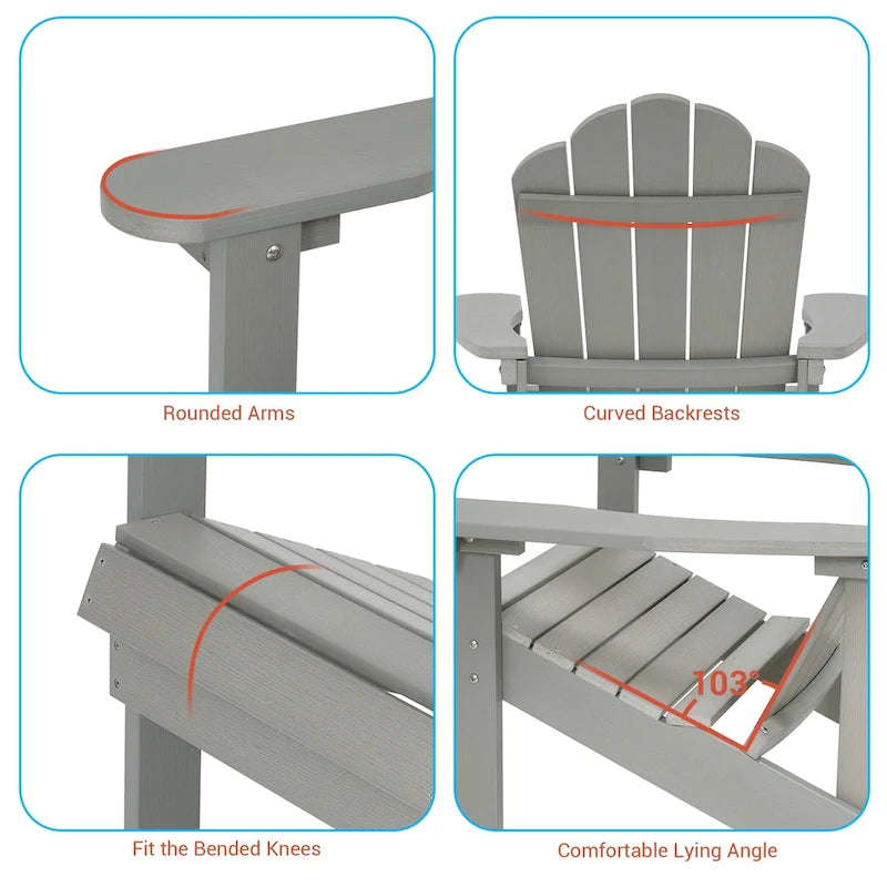 Chaise Adirondack d'extérieur, Chaise individuelle aspect bois