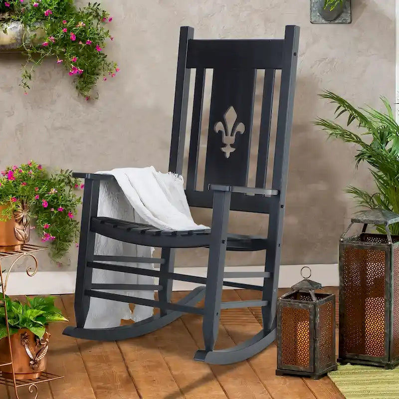 Chaise à bascule en bois d'extérieur