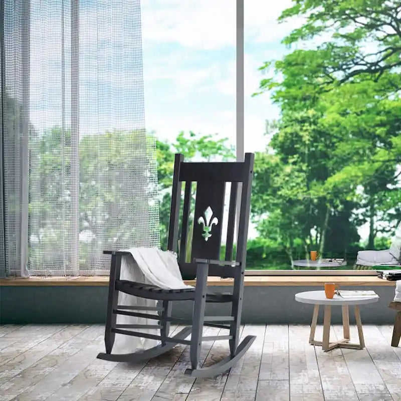 Chaise à bascule en bois d'extérieur