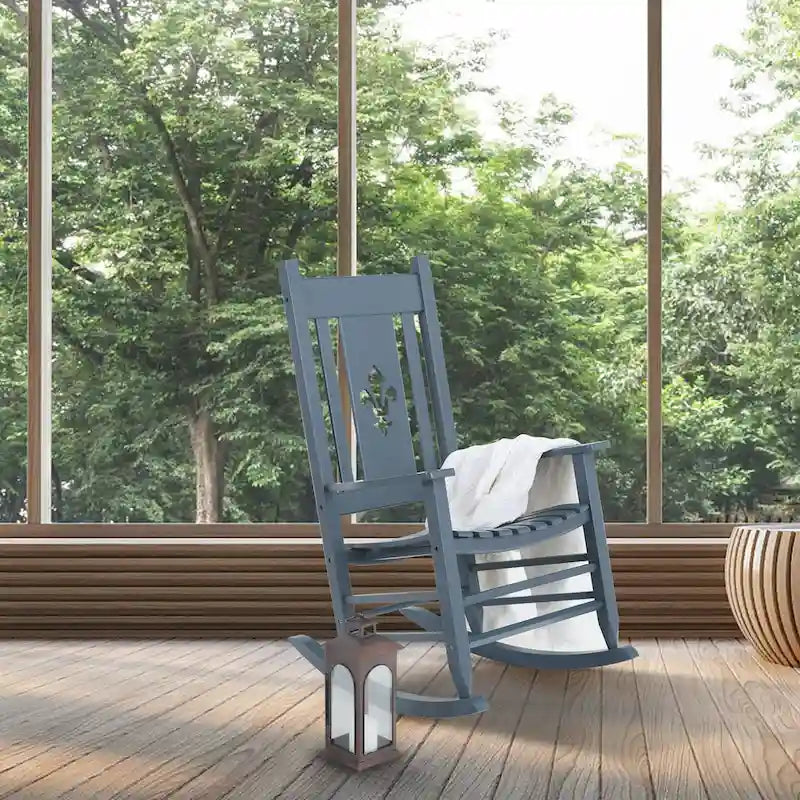 Chaise à bascule en bois d'extérieur
