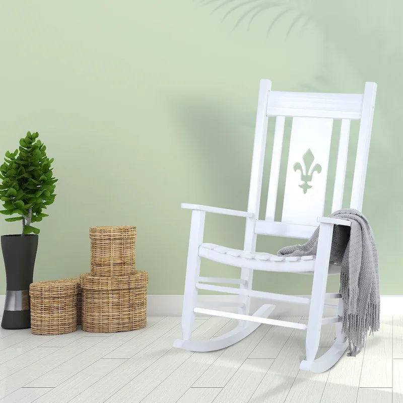 Chaise à bascule en bois d'extérieur
