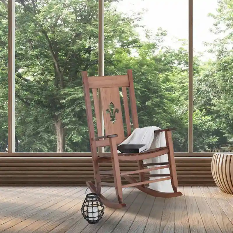 Chaise à bascule en bois d'extérieur