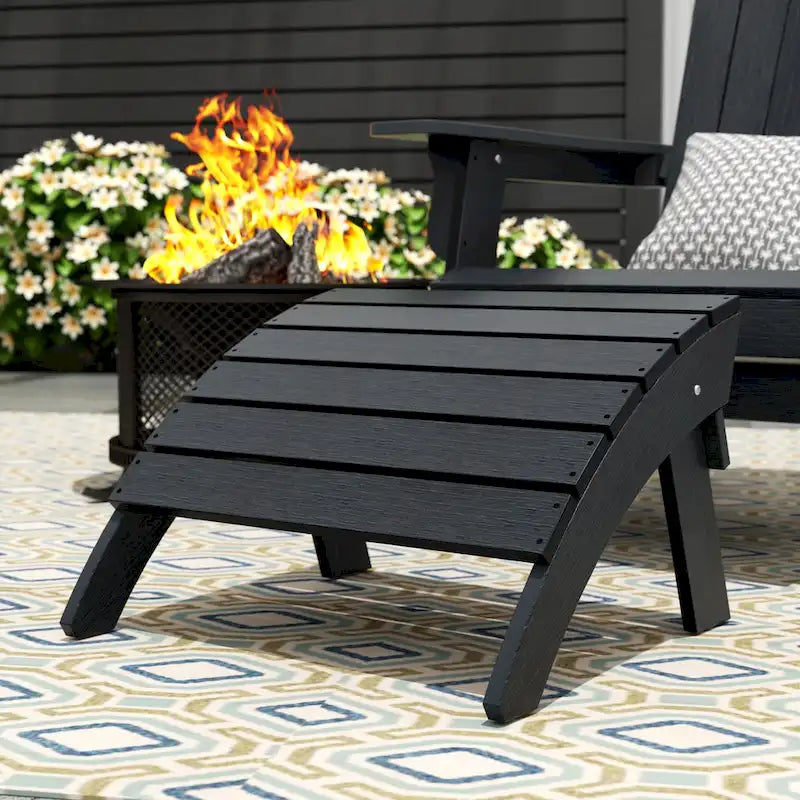 Polytrends Vineyard HIPS Outdoor Eco-Friendly All Weather Adirondack Chair Ottoman