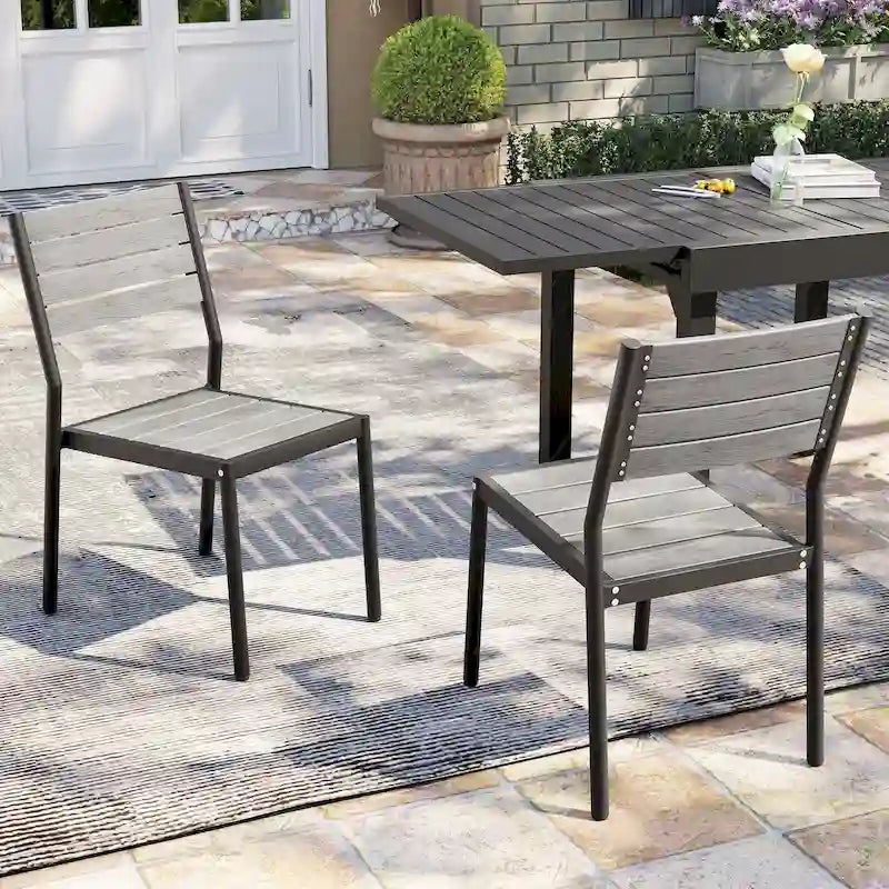 Chaises de salle à manger empilables en aluminium pour terrasse extérieure - 49,3 cm P x 39,9 cm L x 86,1 cm H
