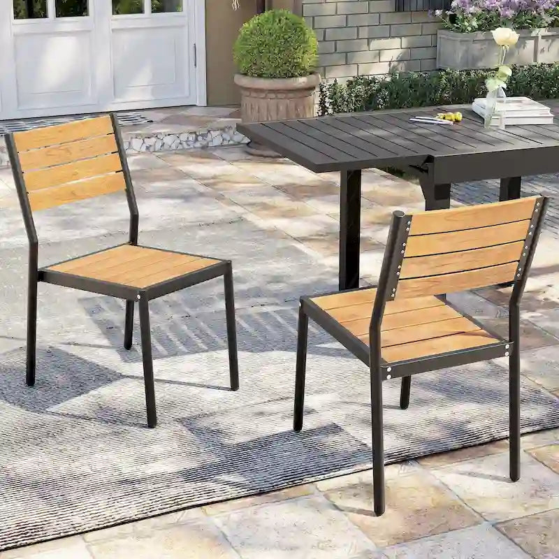 Chaises de salle à manger empilables en aluminium pour terrasse extérieure - 49,3 cm P x 39,9 cm L x 86,1 cm H